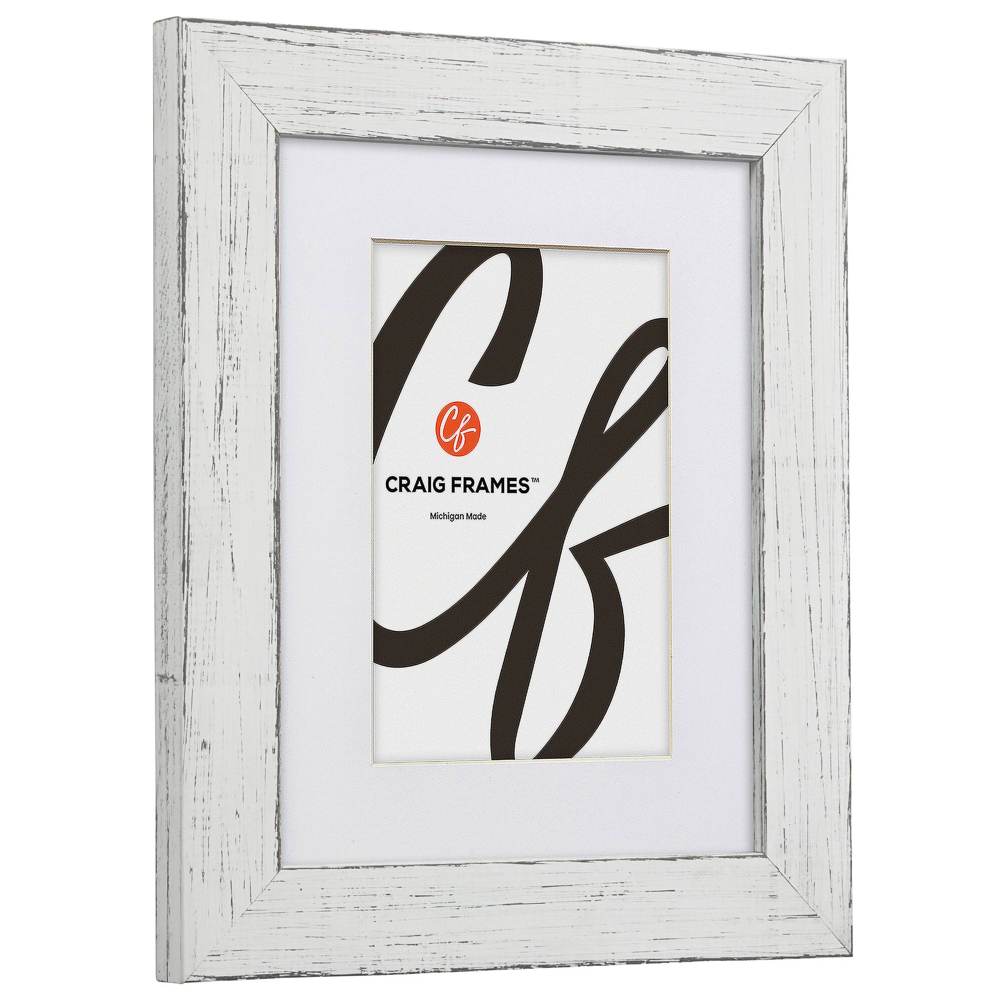 Craig Frames 4 Pack: Jasper Marshmallow Weathered White Picture Frame with Mat